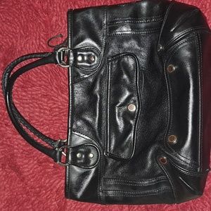 Apostrophe black leather handbag with multiple pockets, great condition!